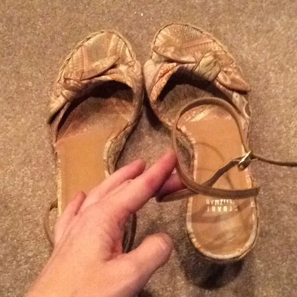 Stuart Weitzman Floral fabric wedge espadrilles Summer shoes, 8.5 - Picture 3 of 8